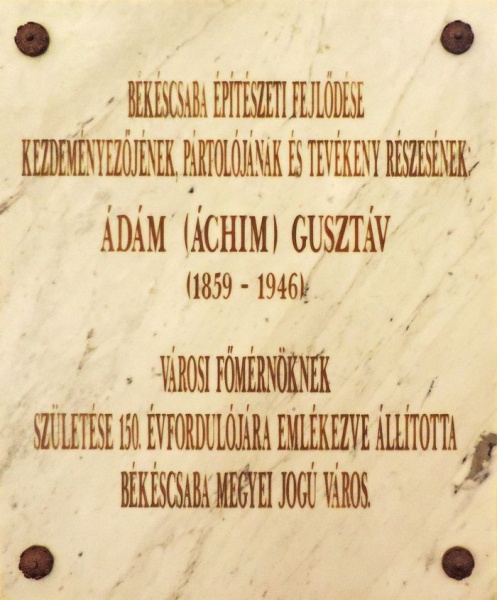 Fájl:Adam Achim Gusztav emlektabla.jpg